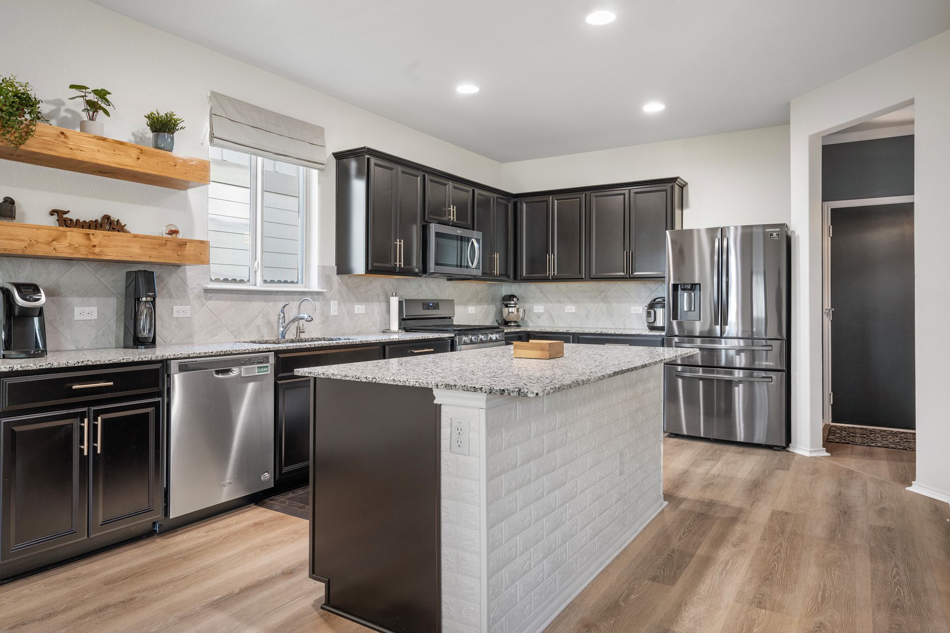 Kitchen island in a recently built Central Texas home