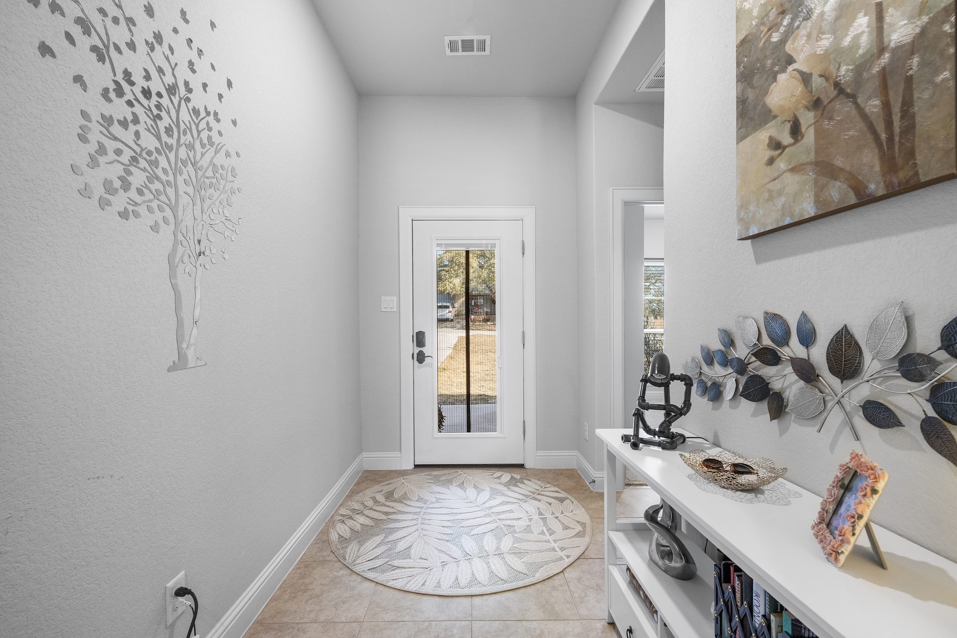 Entryway and front door of a Central Texas home