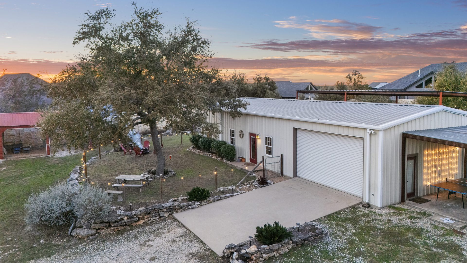 Aerial view of a Central Texas neighborhood north of Austin