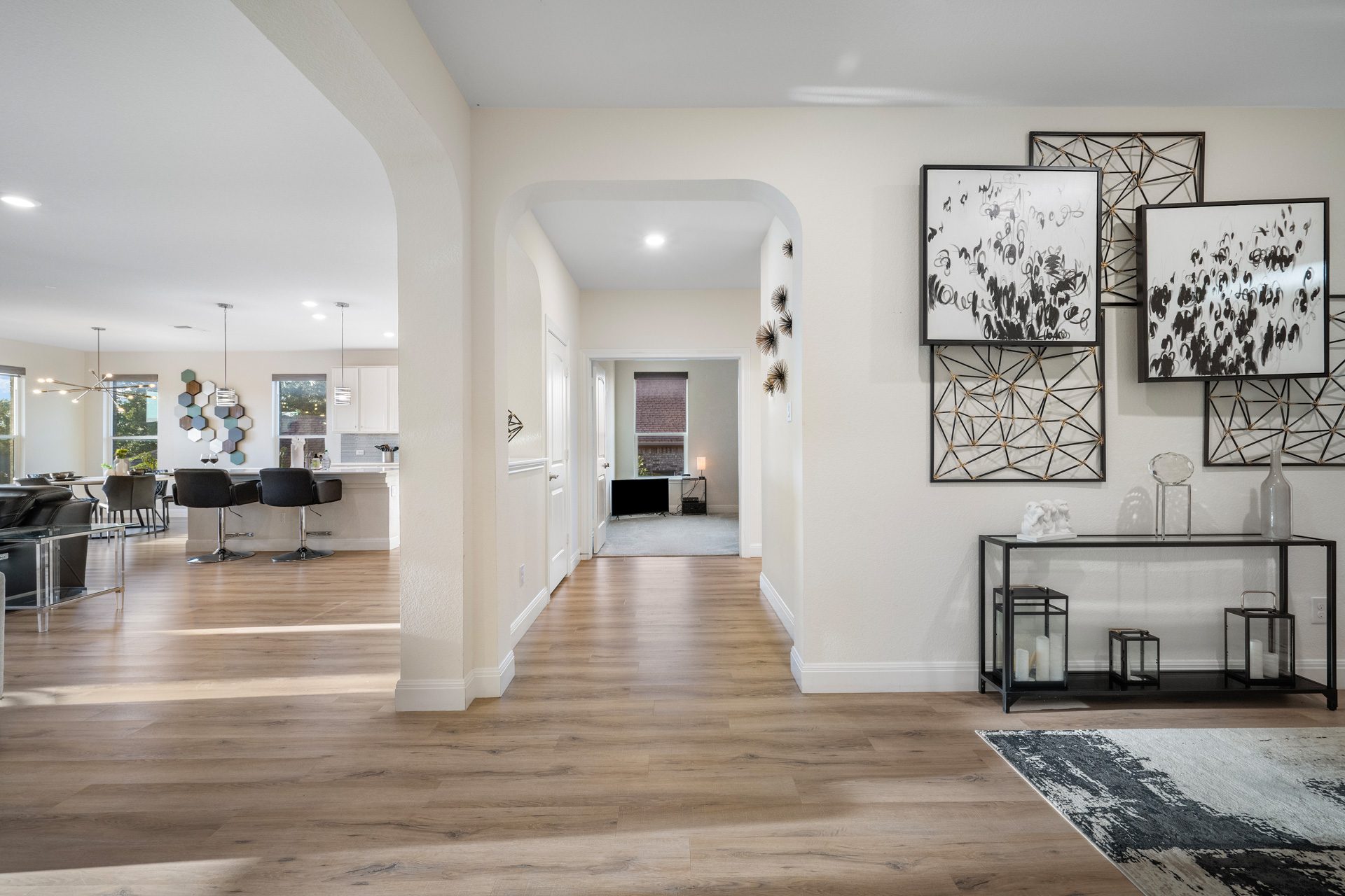 Entry hallway of a Central Texas home prepared for listing photos