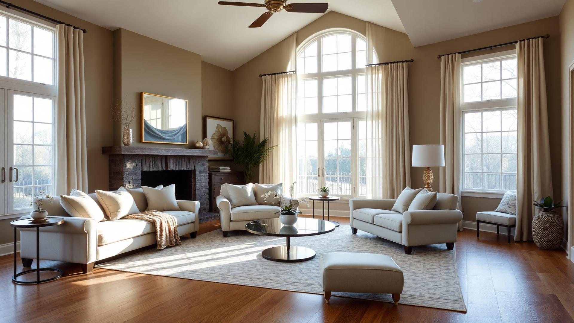 Staged Texas living room prepared for market