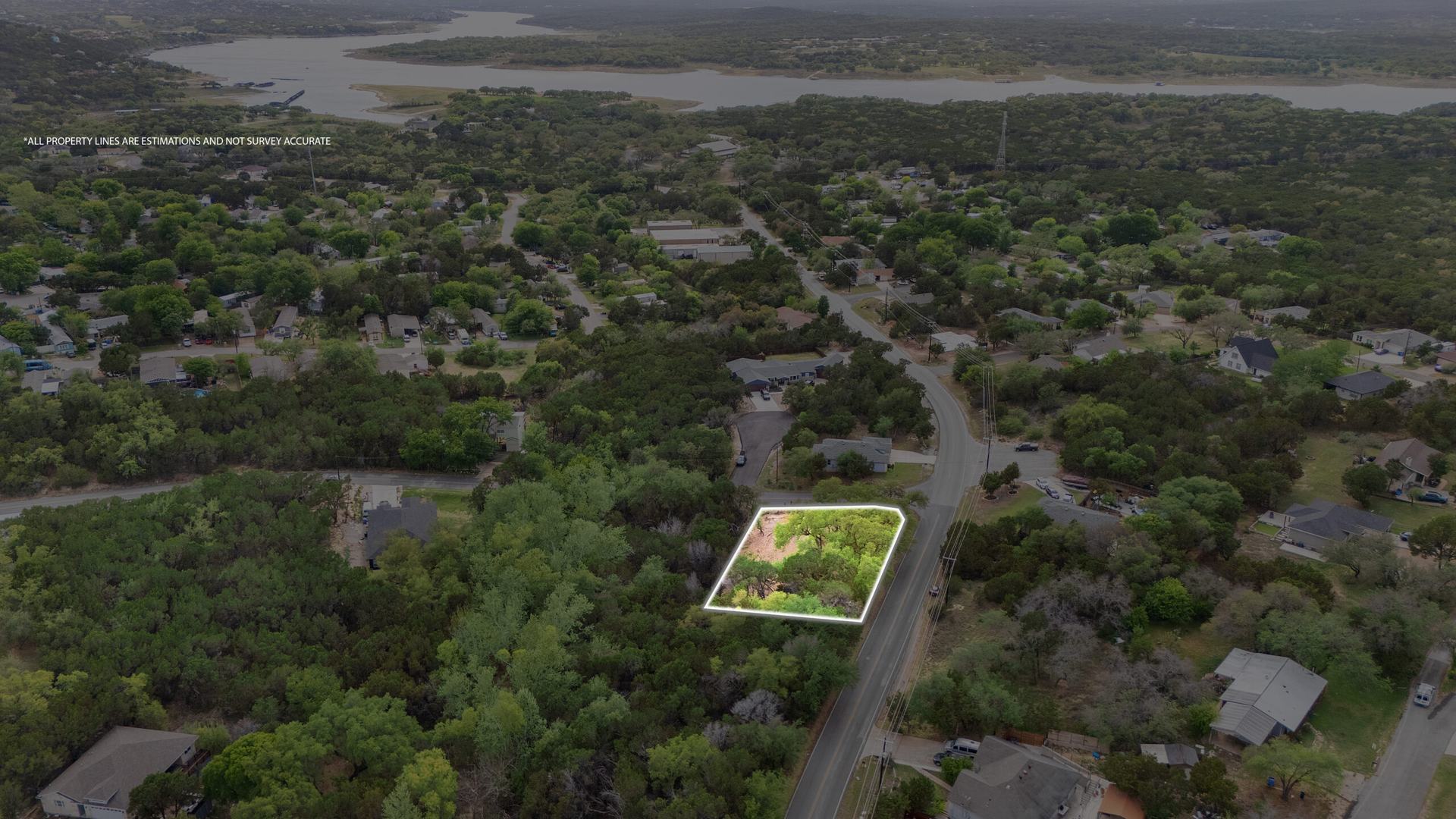 Aerial view of the Lago Vista area above Lake Travis in Central Texas