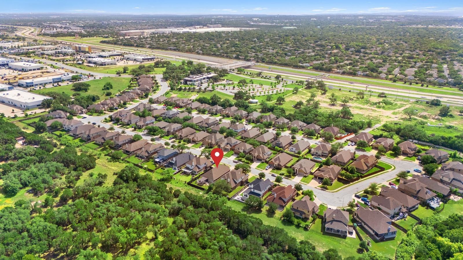 Terraced hillside homesites and retaining walls in the Travisso community in Leander