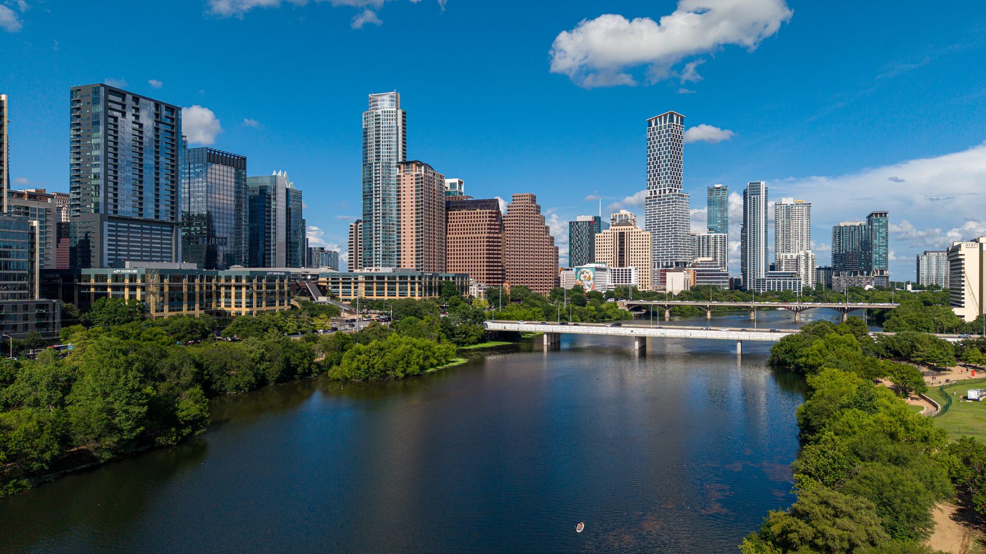 Downtown Austin skyline above Lady Bird Lake