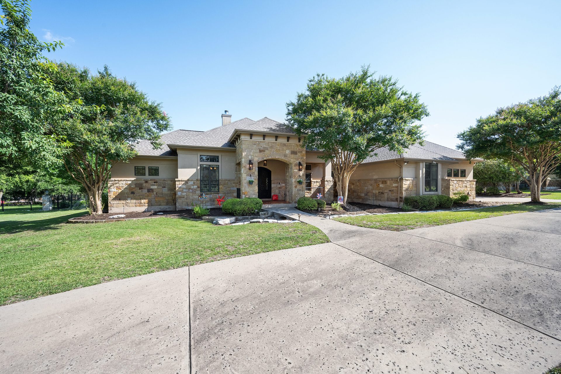 Central Texas home exterior at dusk