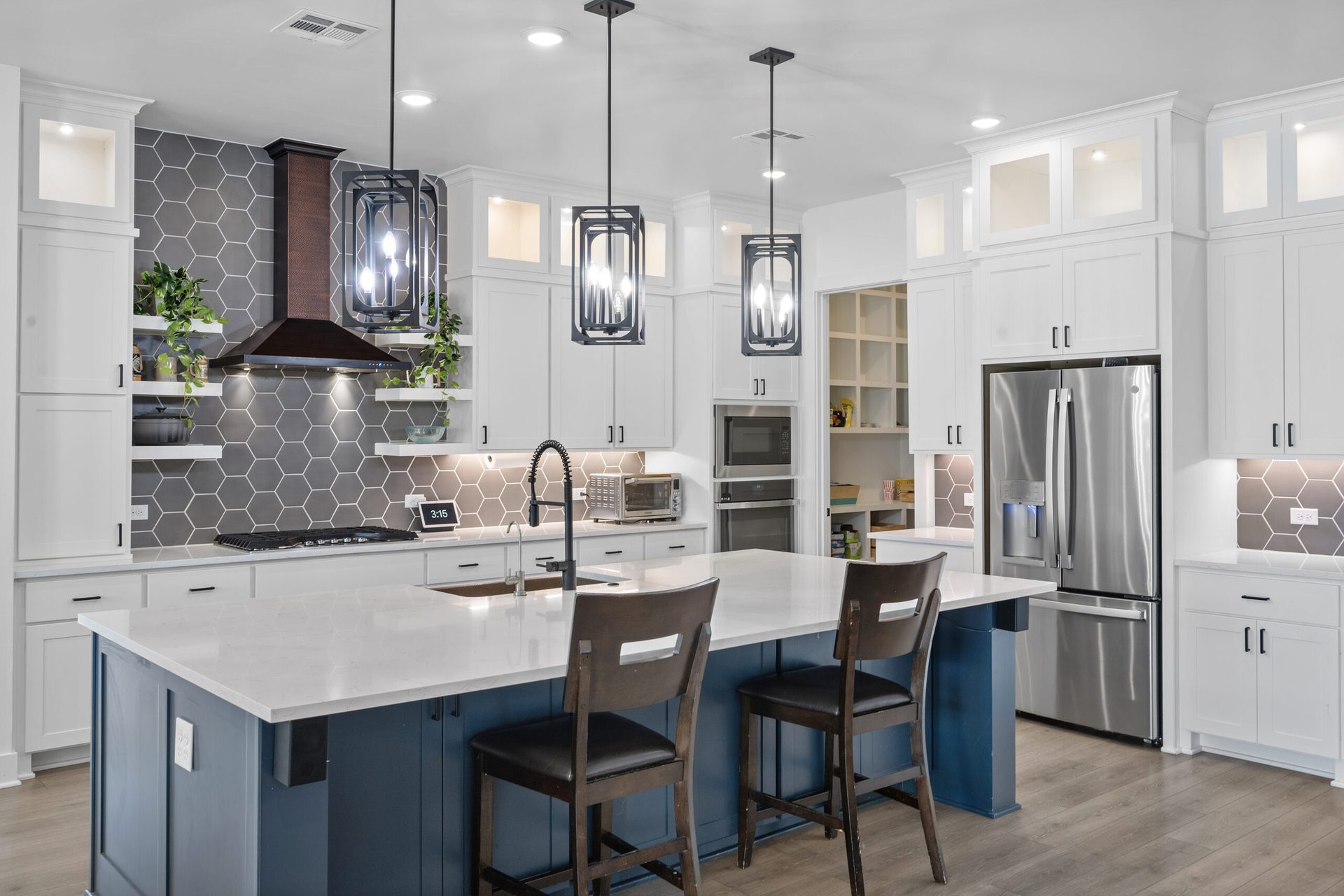 Bright, well-prepared kitchen and living area in a Texas home